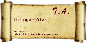 Tiringer Alex névjegykártya